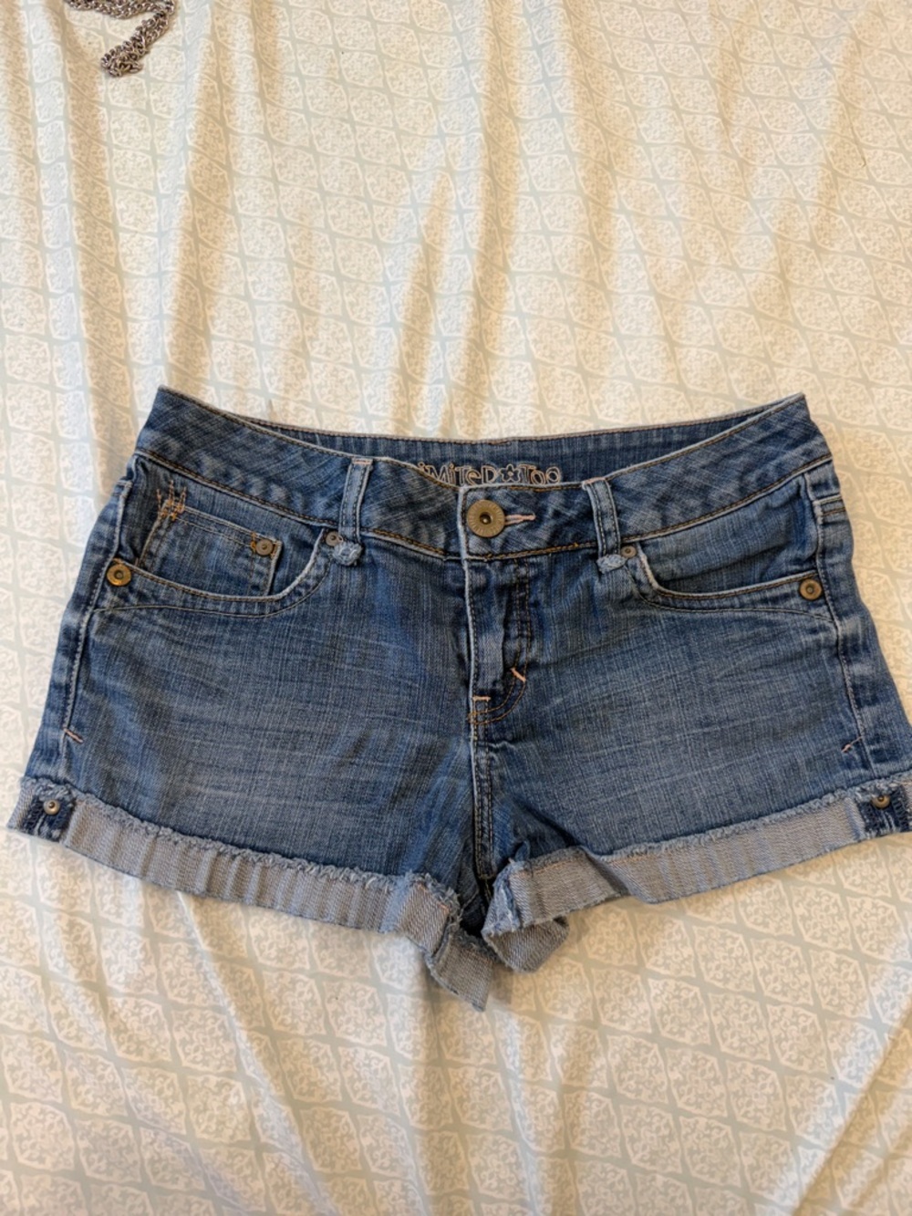 Limited Too Distressed Cuffed Denim Shorts — Blue